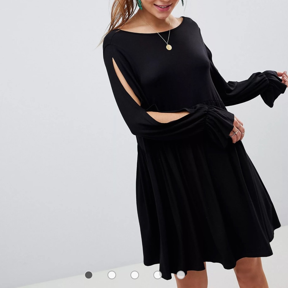 ASOS Size 2 Black Mini Dress with Split Sleeves